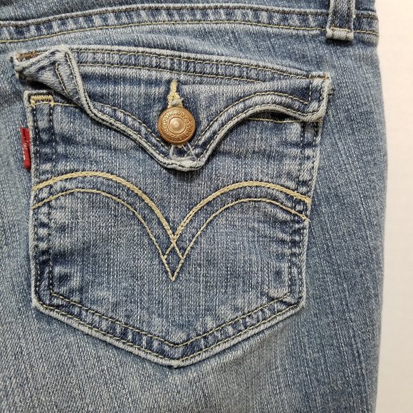 Levi's jeans 9 Too Superlow 524 bootcut flare denim whiskered lightly distressed - Picture 11 of 16